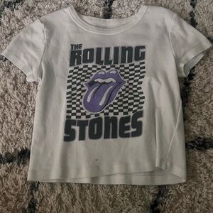 the Rolling Stones white baby tee